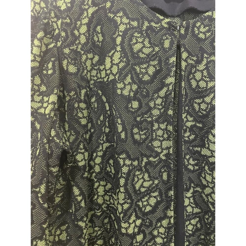 MISOOK Heritage Fit Floral Jacquard Knit Open Jacket Black Green 3/4 Sleeve 1X - Picture 10 of 10